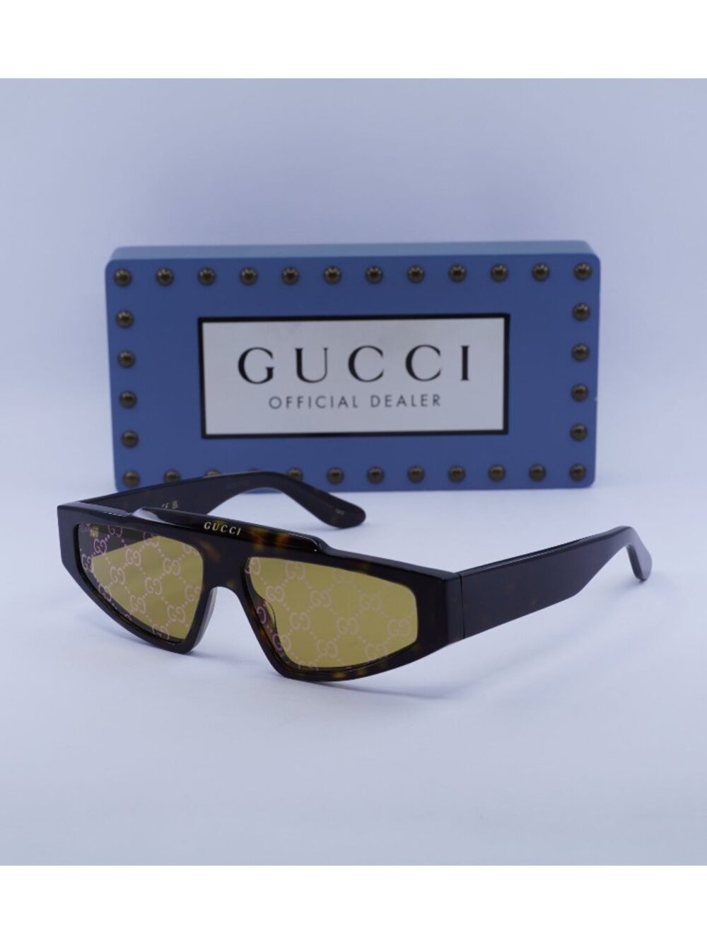 Gucci GG1591S 002 Browline Sunglasses - Havana / Yellow